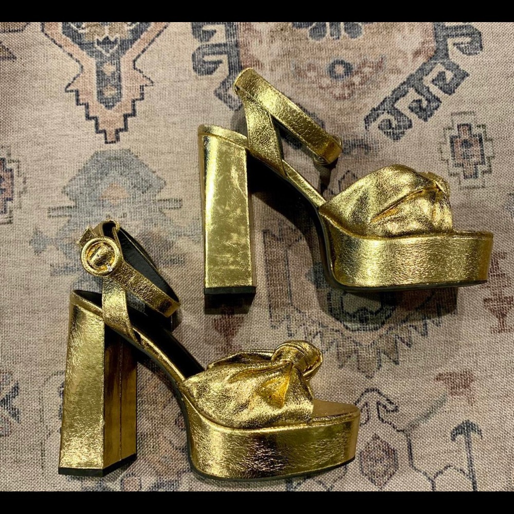 ISO Gold Asos Knotted Platform Heels - US Size 7.5 or 8